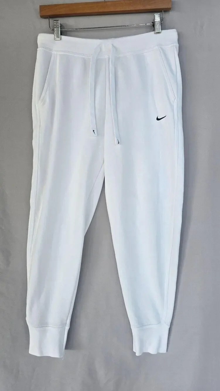 Nike Jogger Pants Mens Small White Dri-FIT French Terry Elastic Waist *stains